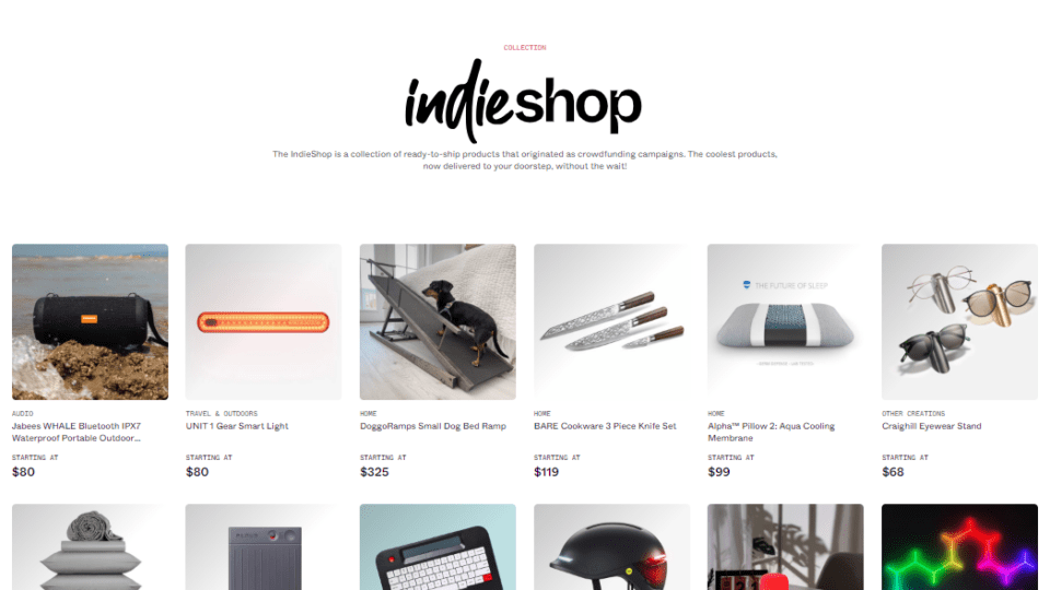 IndieShop homepage