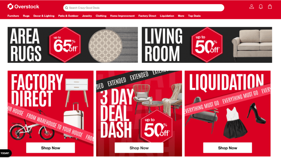 New Overstock.com home page.