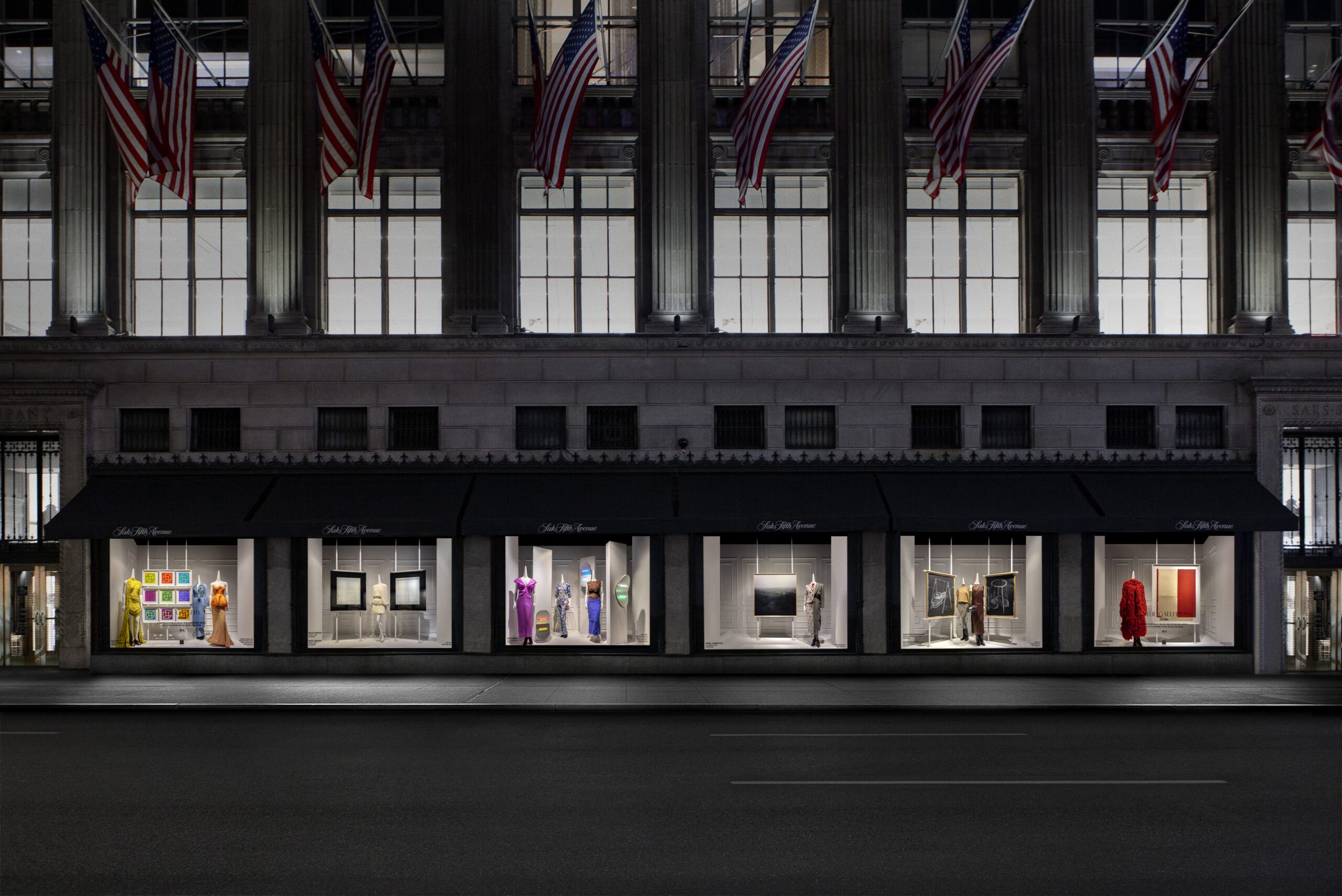 Saks windows at the store's NYC flagship will feature the new art offering alongside art-inspired seasonal fashions.