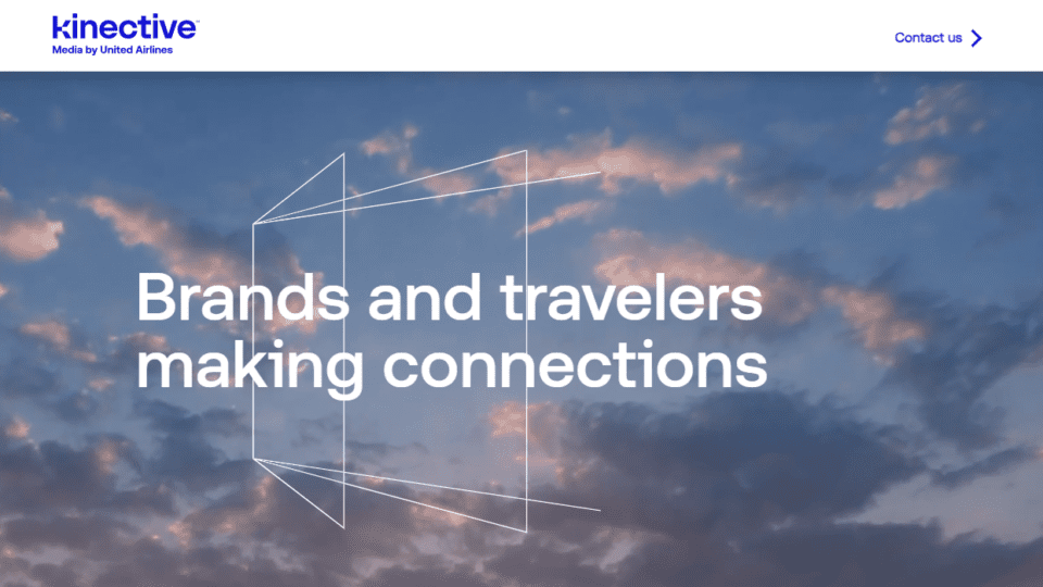 Kinective Media by United Airlines homepage.