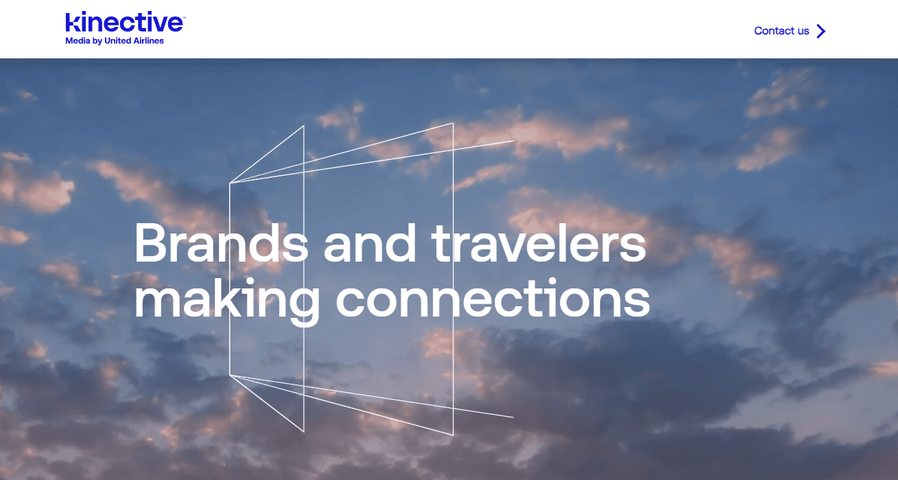 Kinective Media by United Airlines homepage.