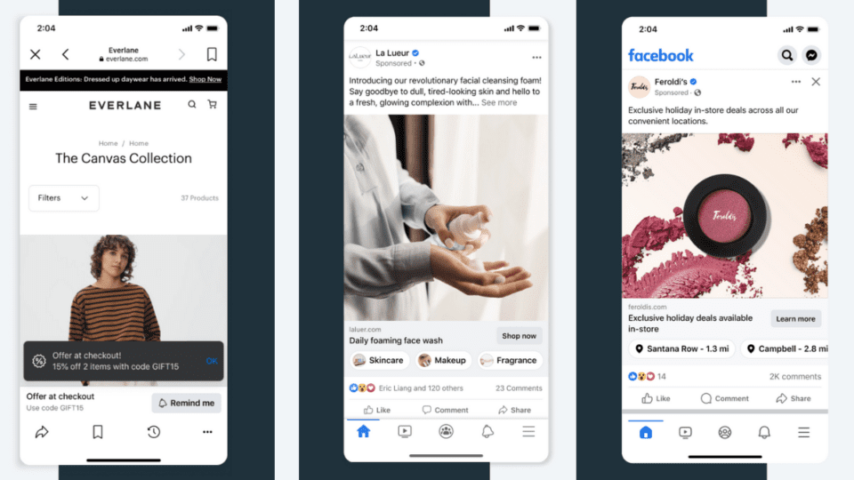 Sampling of new advertising tools from Meta for the holiday season.