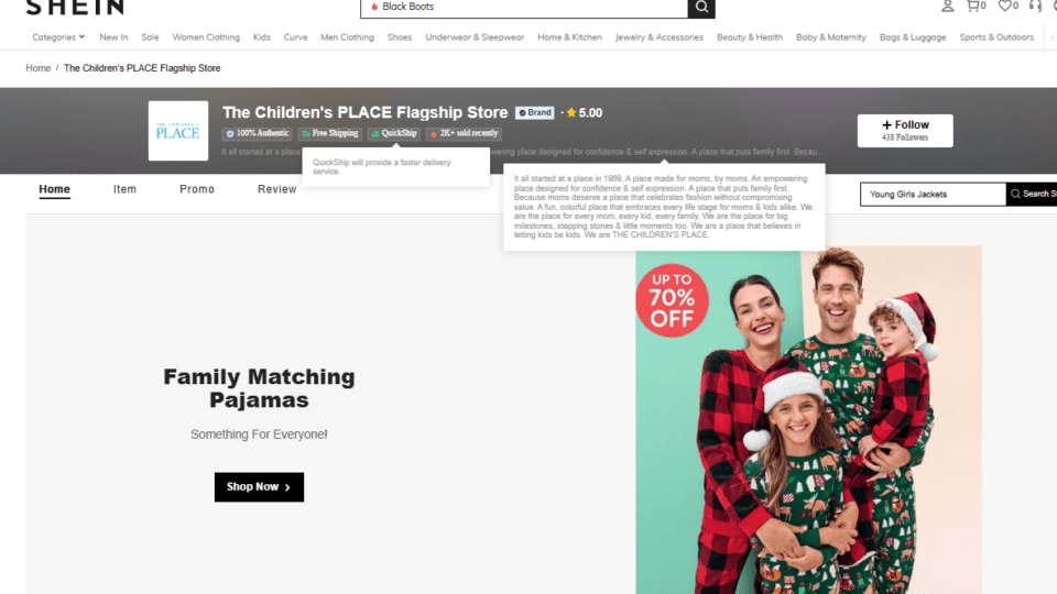 Shein Debuts Children s Place Branded Storefront Retail TouchPoints