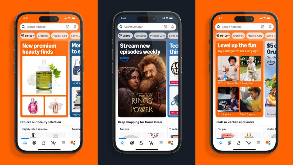 A look at the new Amazon app homepage.