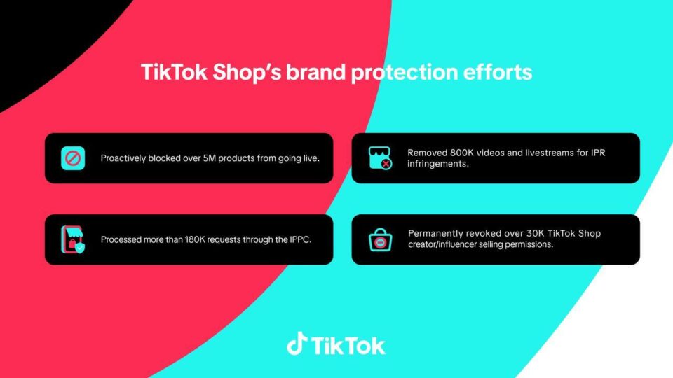 TikTok IP enforcement results from July 2023 to July 2024.