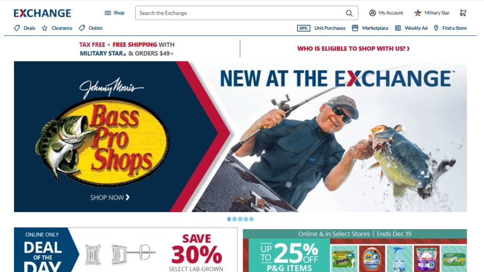 Army & Air Force Exchange homepage.