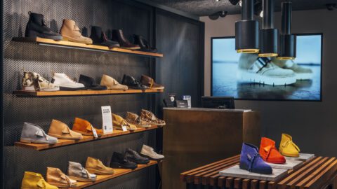 Inside a modern Clarks store.