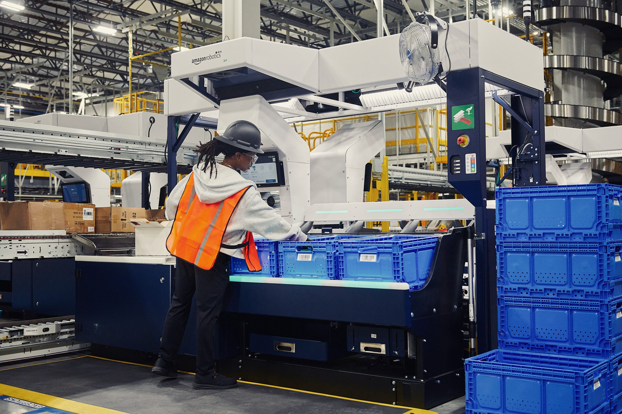 Inside an Amazon warehouse.