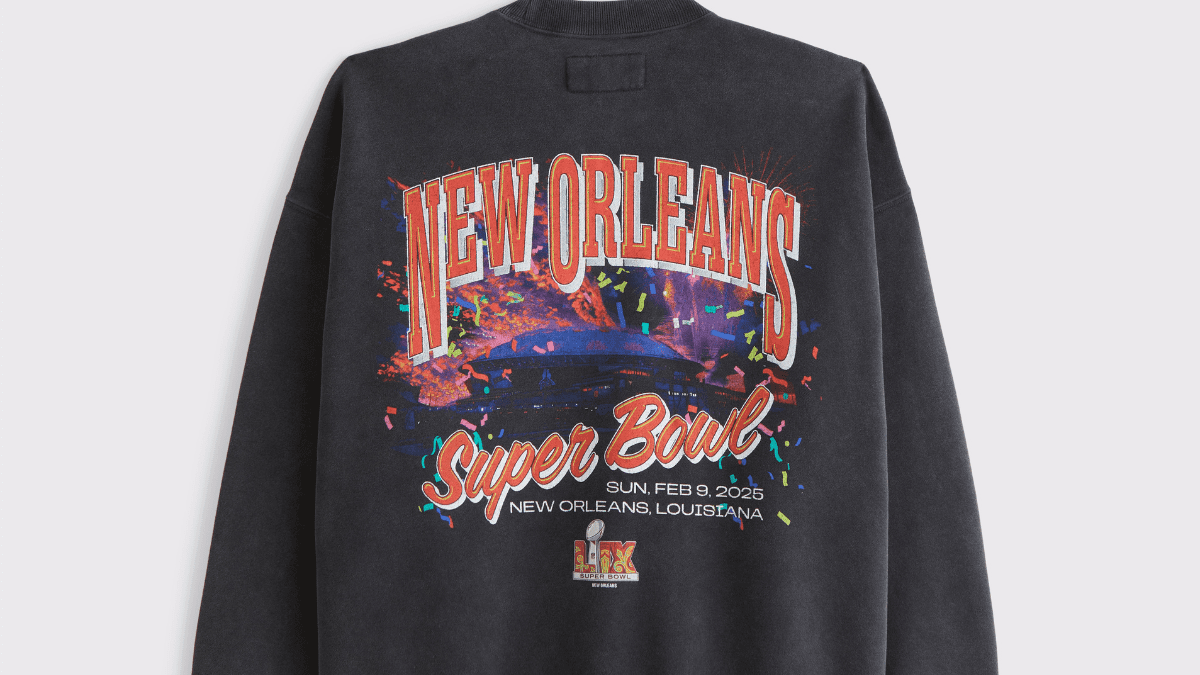 Super Bowl LIX sweatshirt from the Abercrombie x NFL collab.