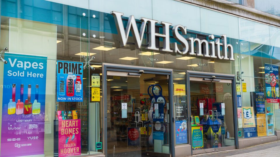 WHSmith store exterior in the UK.