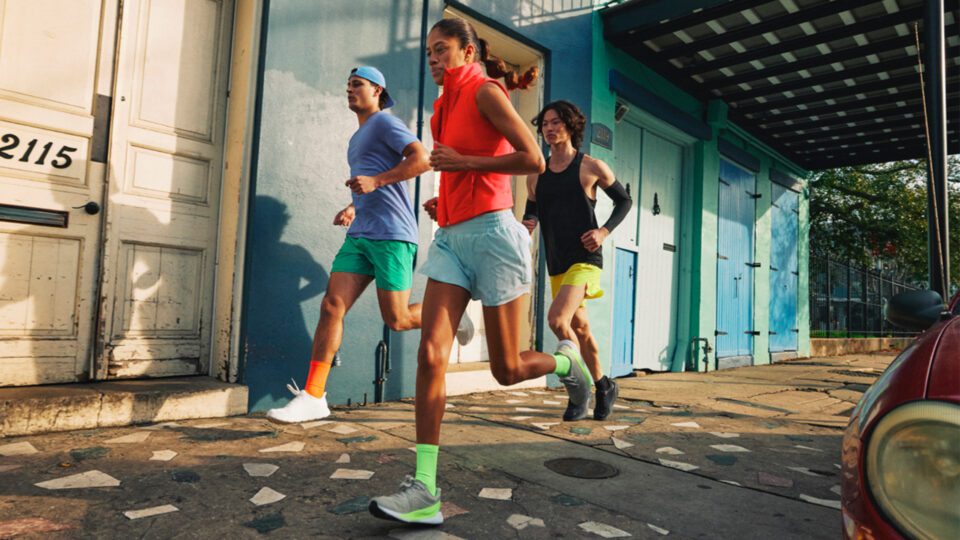 Athletes go for a jog in Lululemon gear.