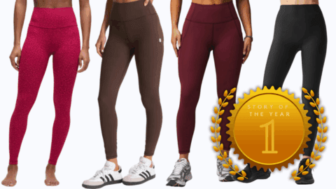 Women's leggings from (left to right) Lululemon, Vuori, Fabletics, Alo Yoga.