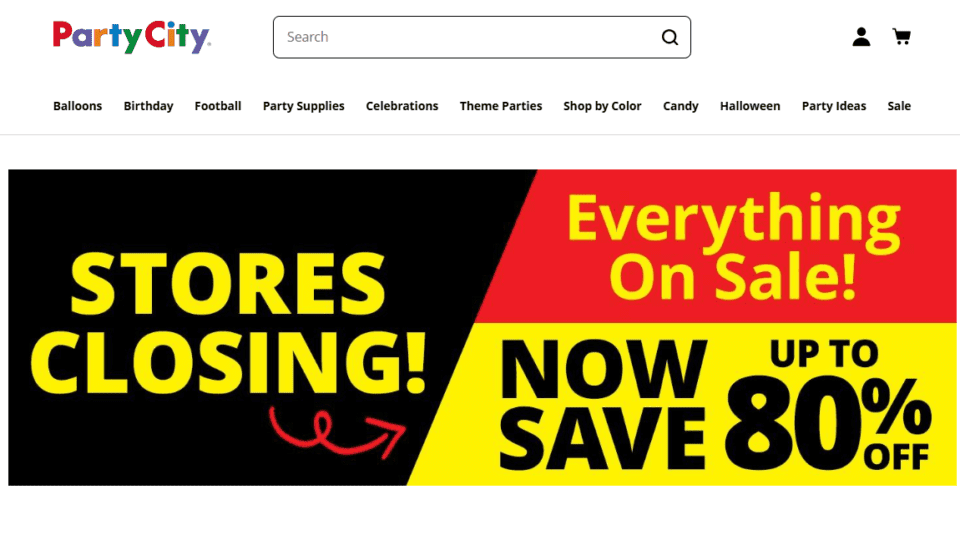 Party City homepage