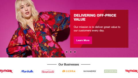 TJX Companies homepage