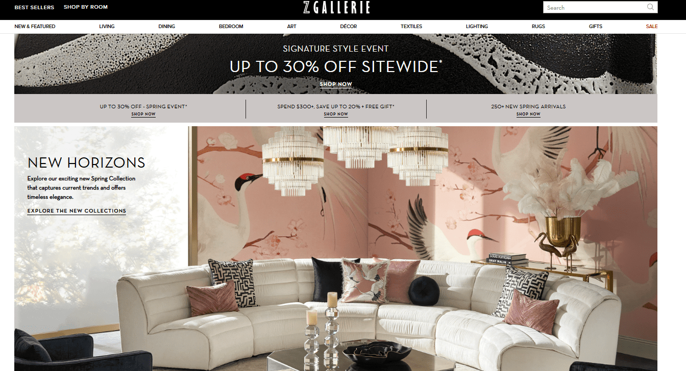 Z Gallerie homepage