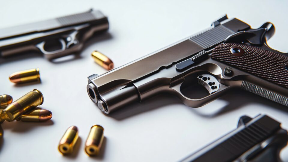 Gun with bullets to illustrate gun violence at retail.