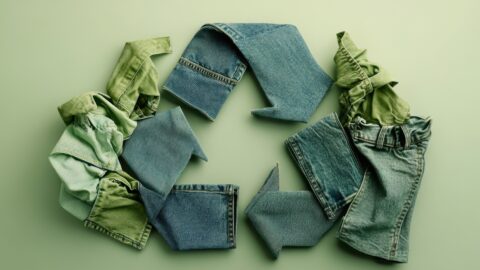 Recycle symbol made of old jeans