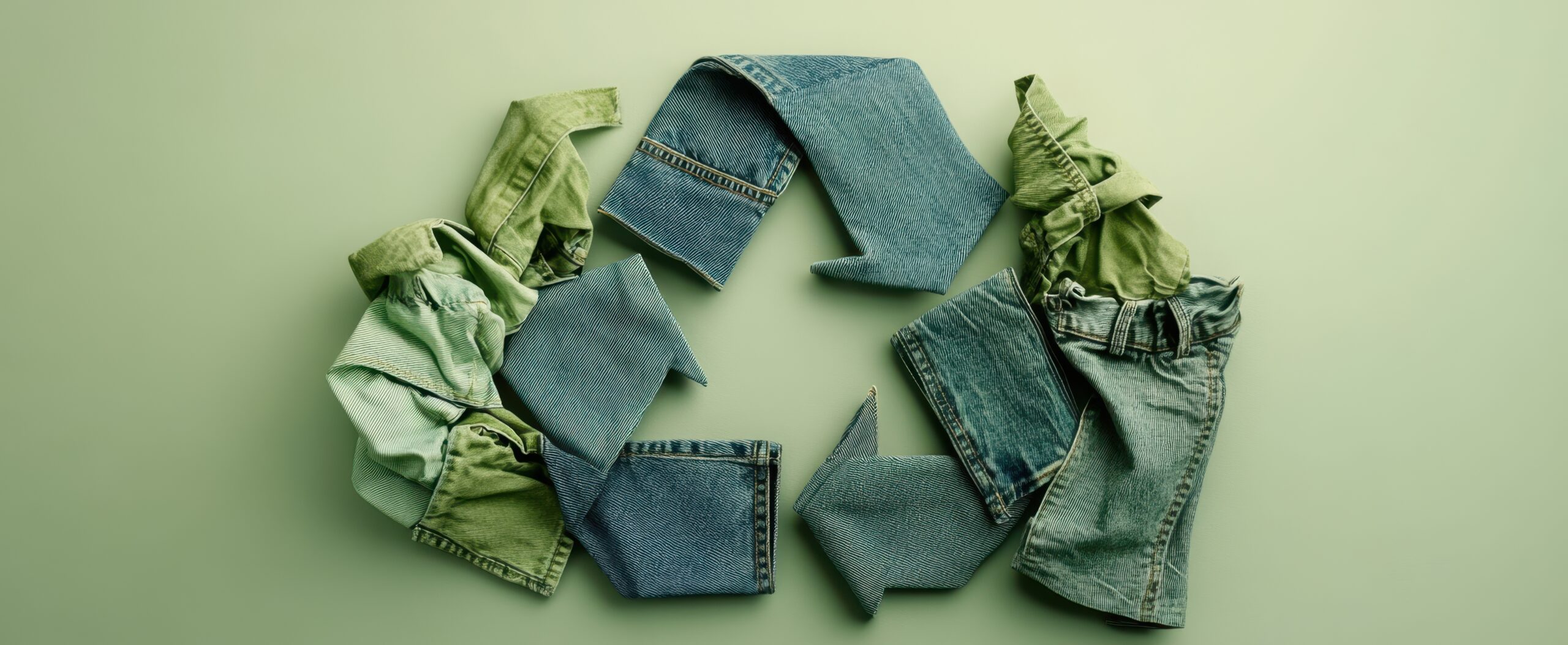 Recycle symbol made of old jeans