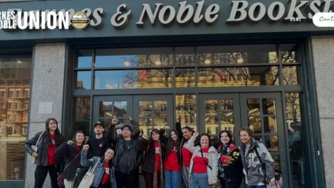 Workers at a Barnes & Noble store