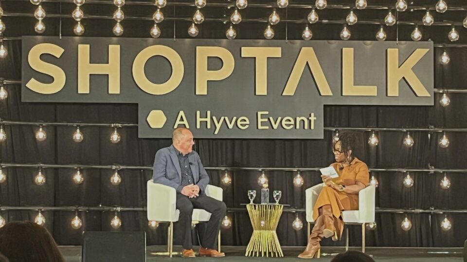 Matt Kaness, CEO of GoodwillFinds, with Accenture Song's Ndidi Oteh at Shoptalk 2025.