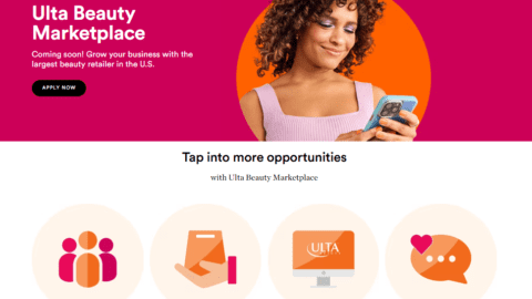 Ulta Beauty webpage detailing plans for new online marketplace.