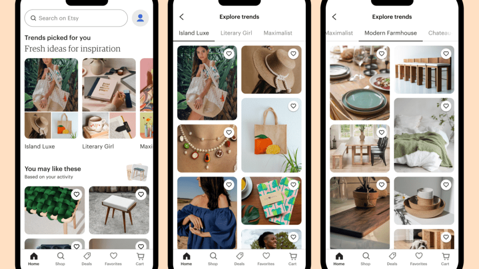 A look at the new collection-based discovery experience on Etsy.