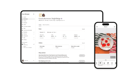 Example of the improvements to the Etsy seller interface.