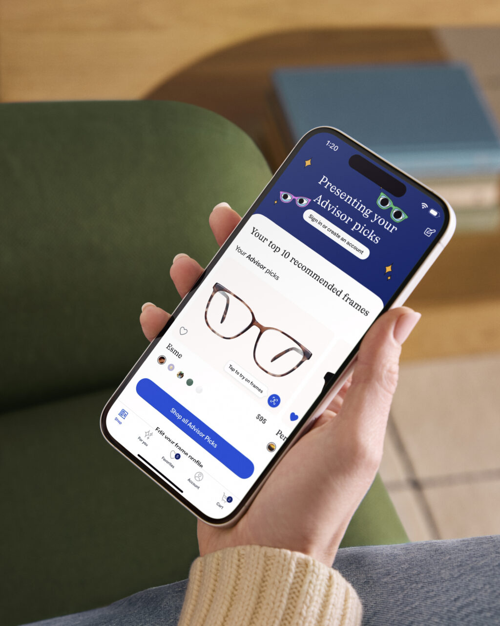 Example of results in Warby Parker's new AI shopping tool.