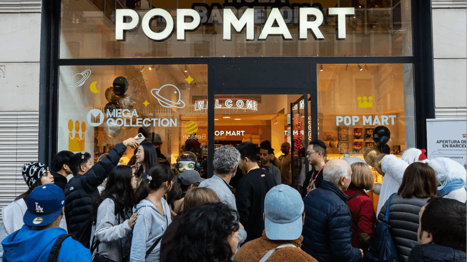Fans crowd the entrance at a recent Pop Mart pop-up in Barcelona.