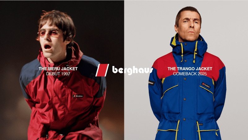 Oasis frontman Liam Gallagher wore the Berghaus Meru jacket onstage in Oslo in 1997. This year, he modeled the Trango on behalf of the brand.