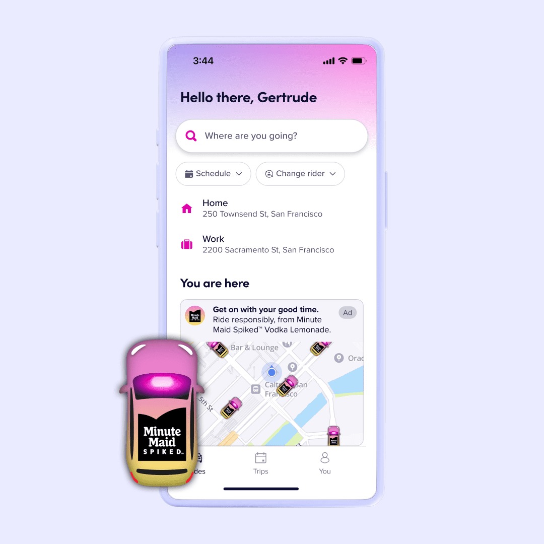Example of Lyft sponsored map ads