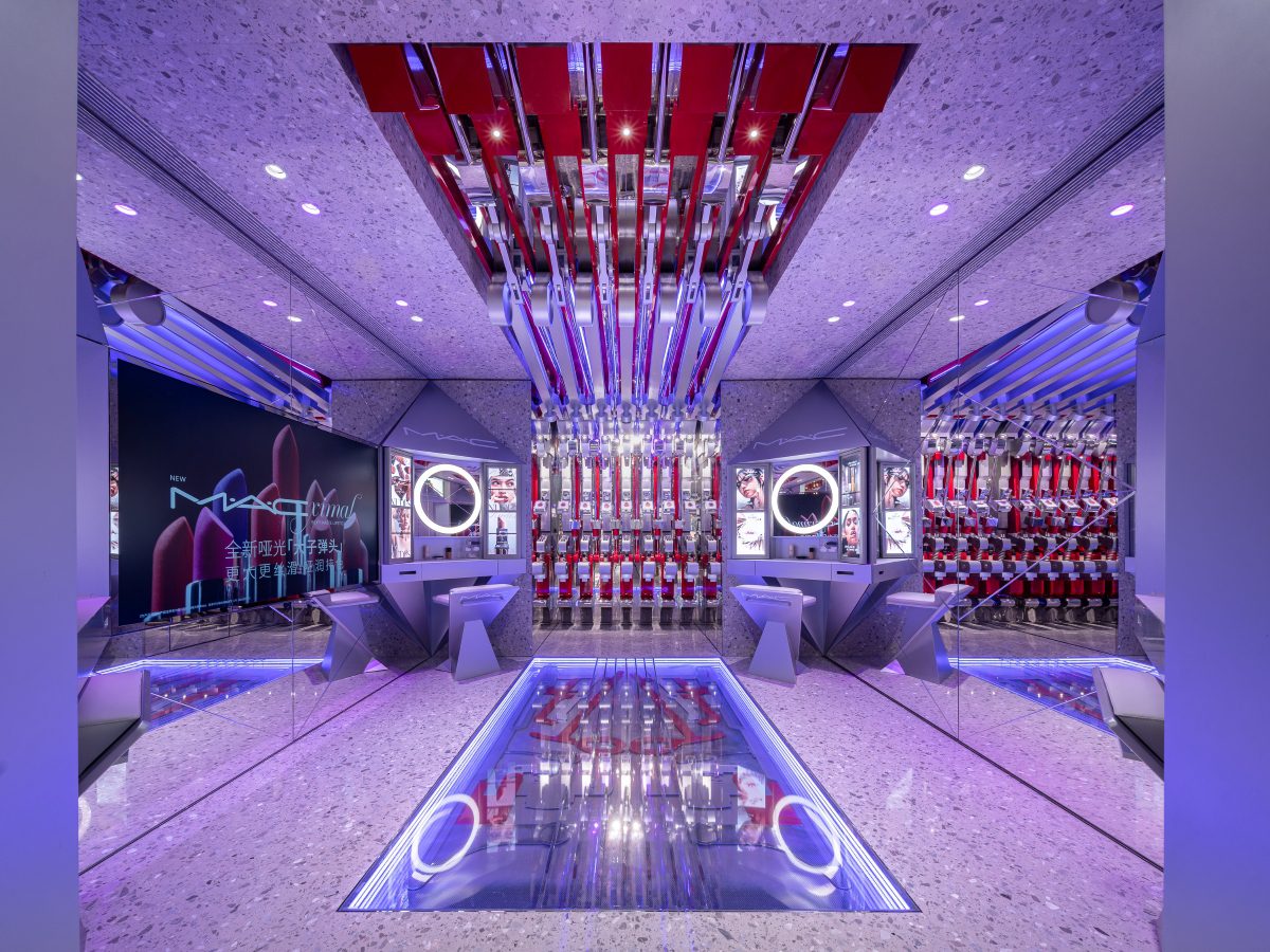 Inside the MAC Cosmetics flagship at Deji Plaza in Nanjing China.