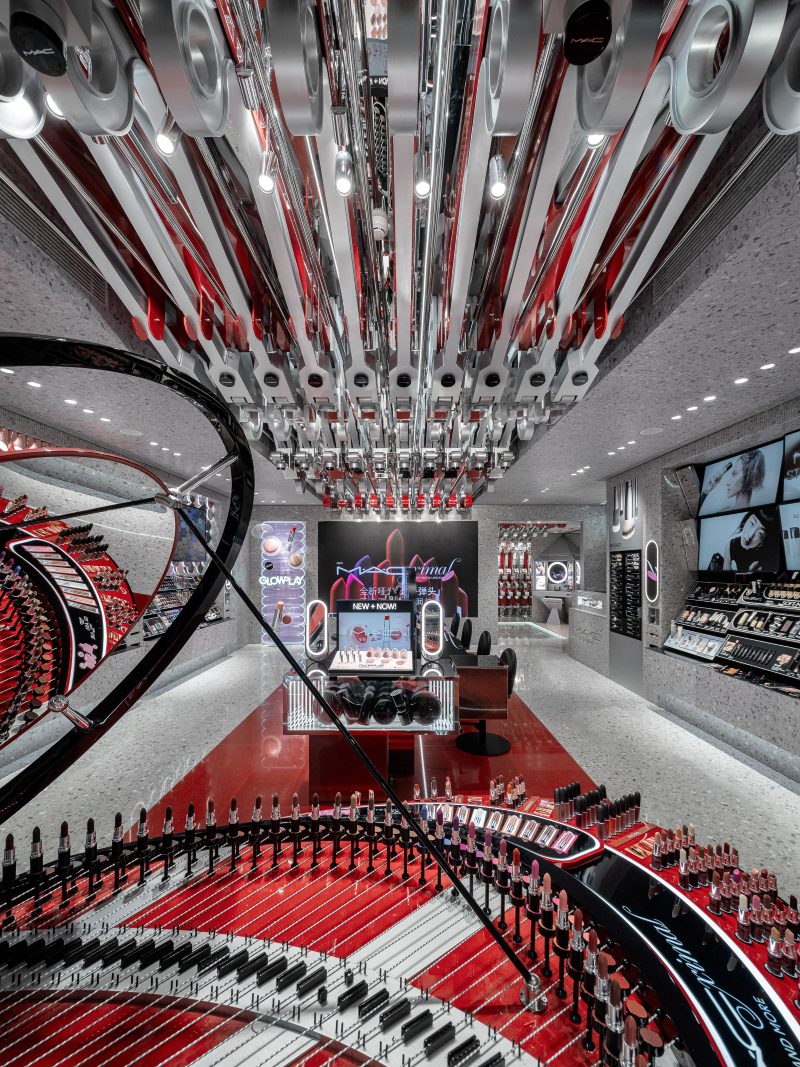 Inside the MAC Cosmetics flagship at Deji Plaza in Nanjing China.