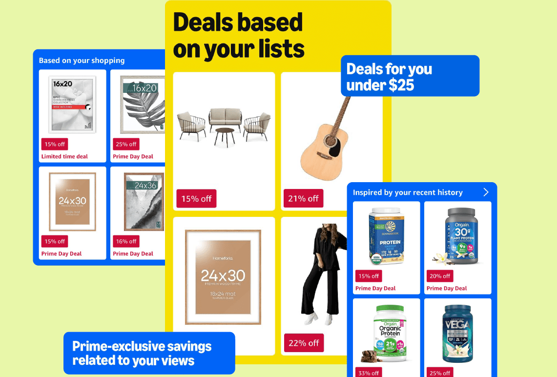 Examples of Amazon personalization during Prime Day 2025