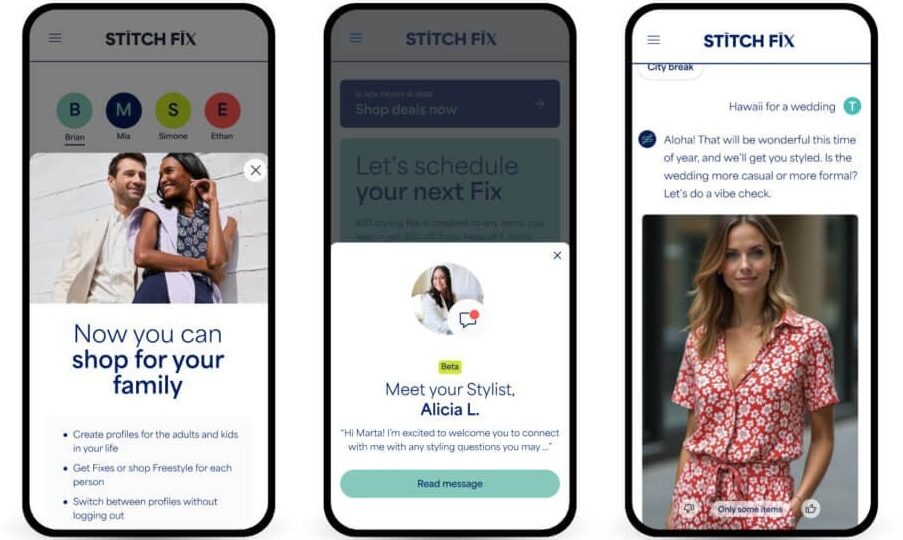 Images of Stitch Fix's new AI features.