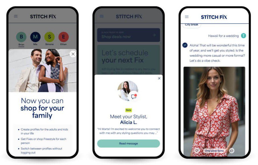 Images of Stitch Fix's new AI features.