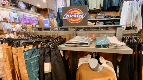 Inside a Dickies store.