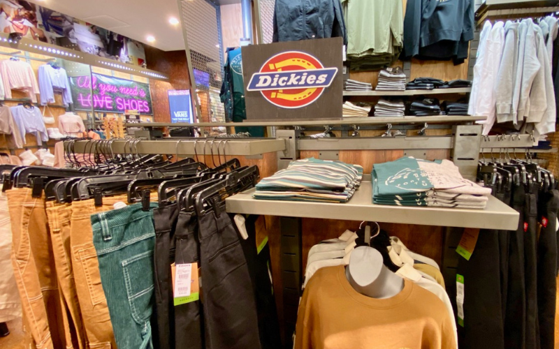 Inside a Dickies store.
