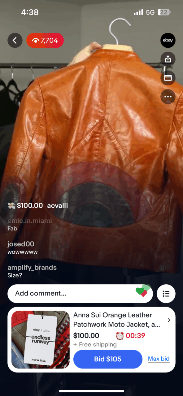 Moment from the corresponding Ebay Live sale online.