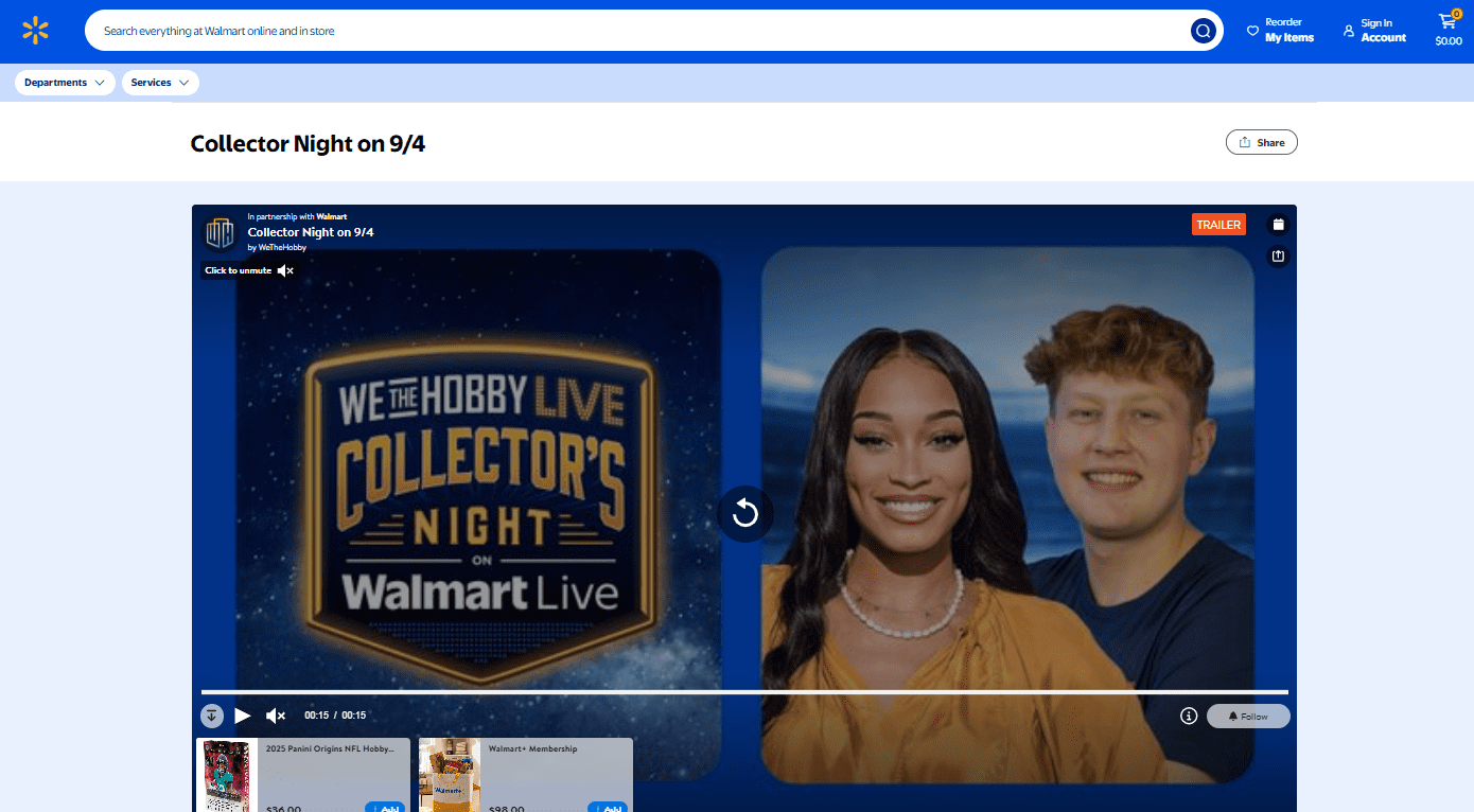 Preview of Walmart's new livestreaming series Collector's Night