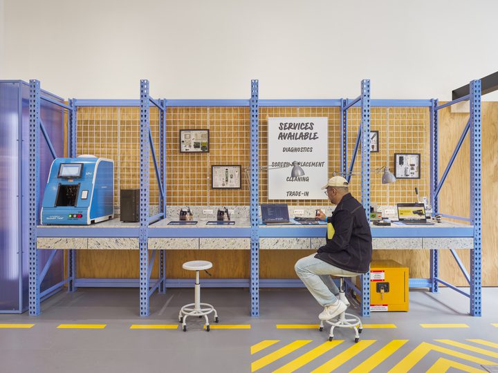 Services area at Back Market SoHo store.
