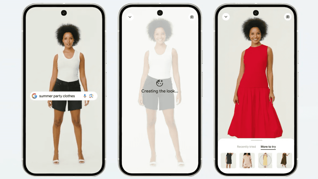 Google's new virtual try-on-me, not available for footwear.