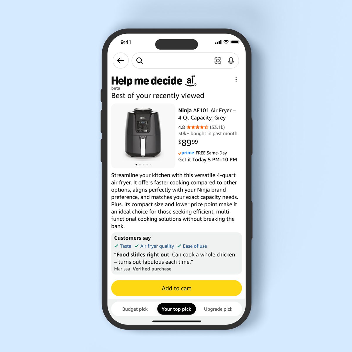 Amazon Help Me Decide tool