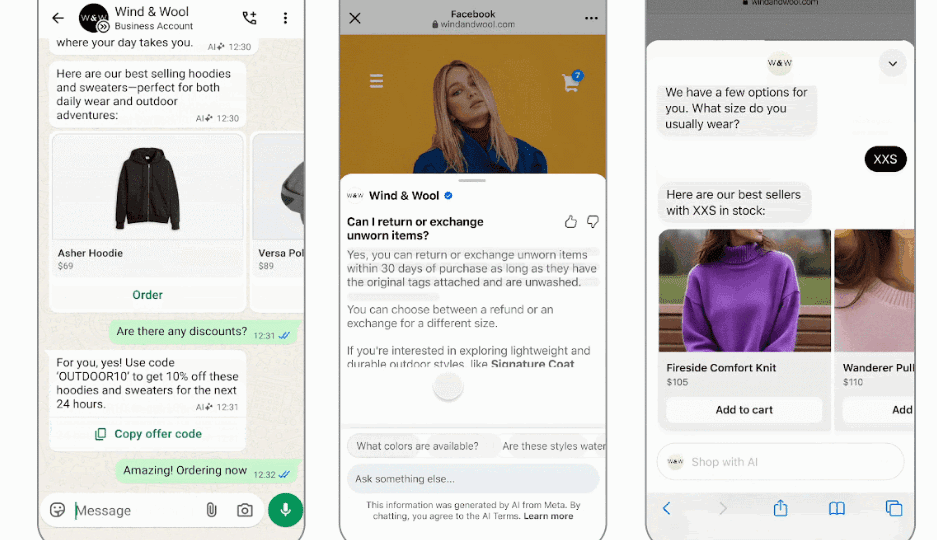 Meta's new Business AI white label agent helps brands answer customer questions and close the sale.
