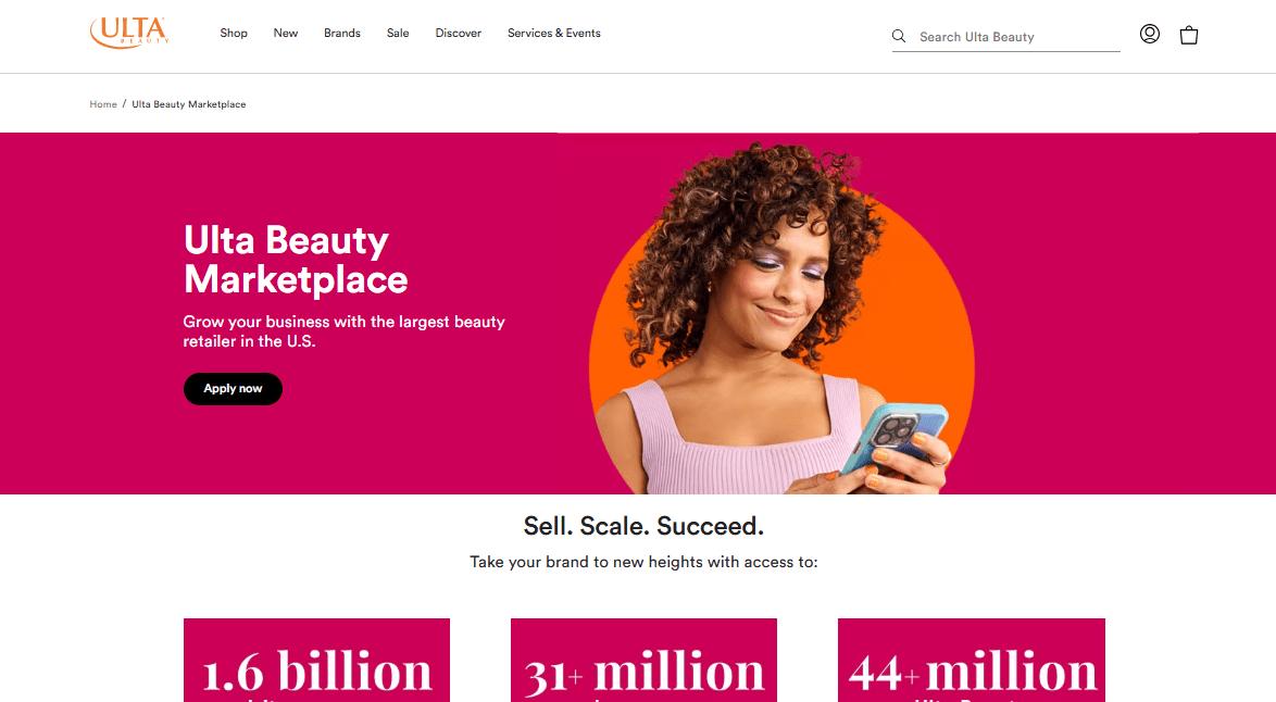 Ulta Marketplace homepage