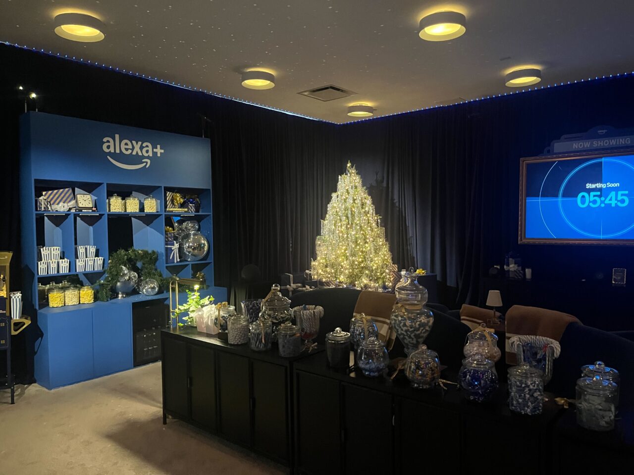 The "home theater" room in Amazon's Home for the Holidays pop-up.