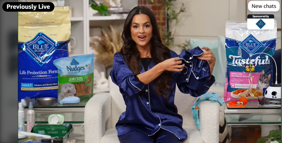 Natalie Negrotti's Amazon Live stream for Blue Buffalo.