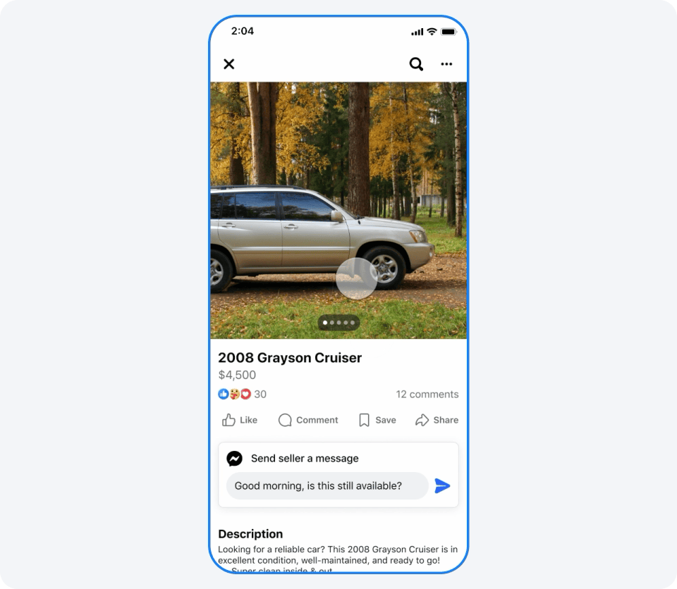 New vehicle insights on Facebook Marketplace