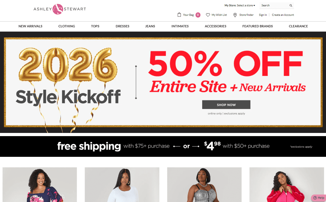 Ashley Stewart homepage