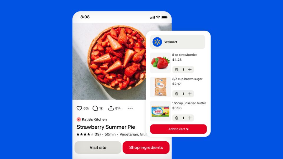 Some recipes on Pinterest are now shoppable via Walmart.
